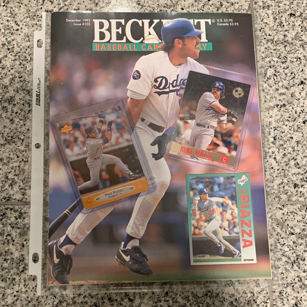 Mike Piazza Topps MLB Baseball Cards & 1993 Beckett Collector's Magazine Perfect